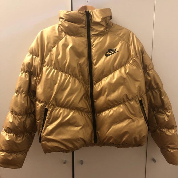 nike gold puffer jacket